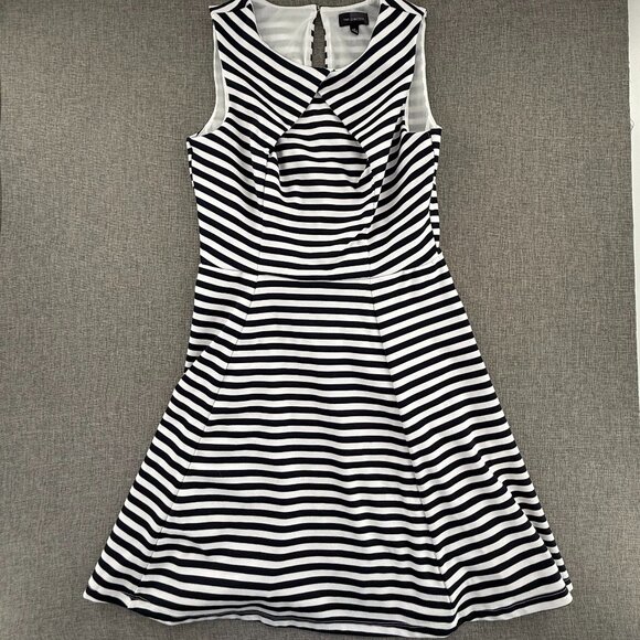 The Limited Striped Fit & Flare Dress Navy White Medium Cocktail, Casual, Event - Picture 1 of 12